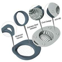 1入組不銹鋼蛋和蔬菜切片器,附帶不銹鋼絲卵切器,多功能切割工具,適用於切割煮熟的雞蛋,香蕉,草莓（灰綠色） - 彩色 - 查看 4