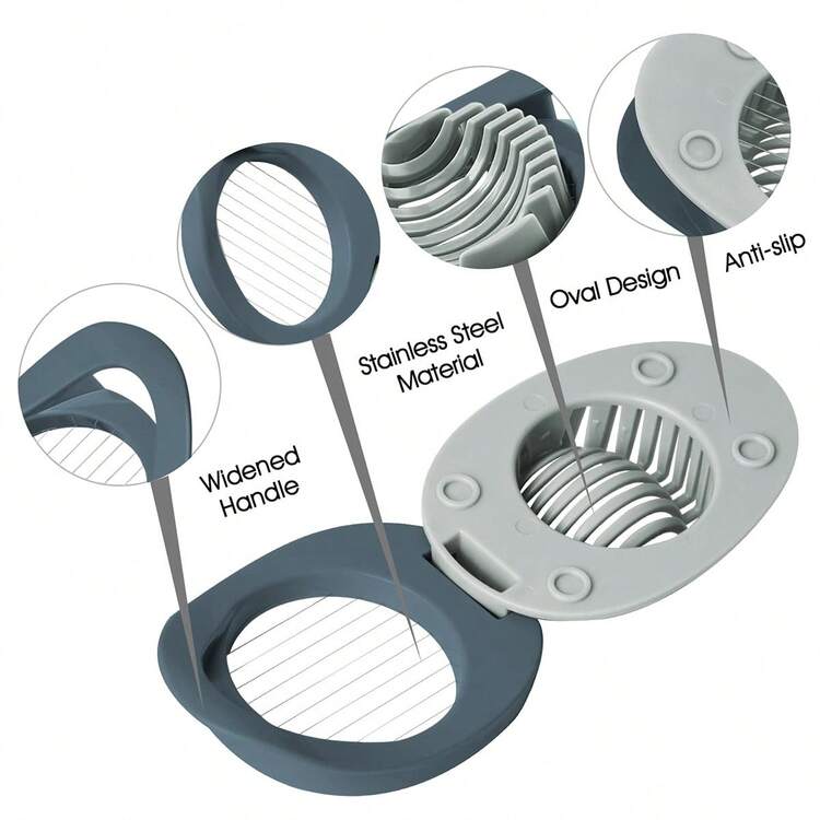 1入組不銹鋼蛋和蔬菜切片器,附帶不銹鋼絲卵切器,多功能切割工具,適用於切割煮熟的雞蛋,香蕉,草莓（灰綠色） - 彩色 - 查看 4