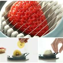 1入組不銹鋼蛋和蔬菜切片器,附帶不銹鋼絲卵切器,多功能切割工具,適用於切割煮熟的雞蛋,香蕉,草莓（灰綠色） - 彩色 - 查看 8