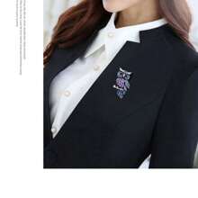 1pc Gold-Color Owl Shaped Brooch Pin For Women's Clothing Accessory - Gold - View 2