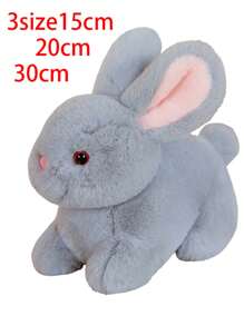 复活节白兔毛绒兔子玩偶枕头柔软、可爱、逼真、蓬松的玩偶，适合万圣节和圣诞节，或作为送给朋友或生日的礼物，以及母亲节礼物 - 黑色 - 查看 3