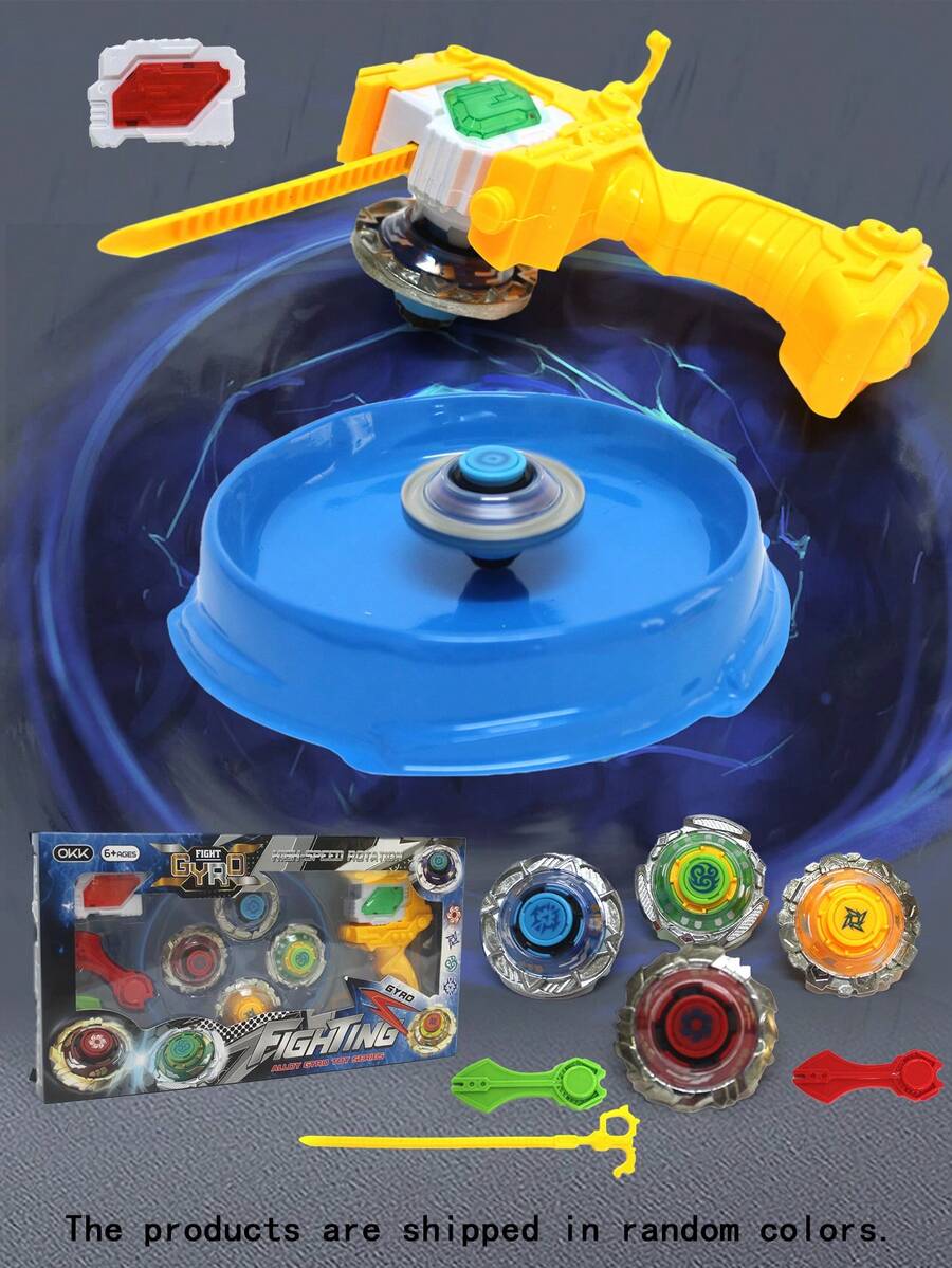 Juego Clásico De Trompo De Metal, Conjuntos De Juguetes De Trompo, 4pcs De Trompo De Metal+ 2 Transmisores+ 2 Reglas+ 2 Desconectores+ 1 Mango+ 1 Disco De Trompo, Trompo De Lucha De Alta Velocidad De Rotación - Multicolor - Ver 1