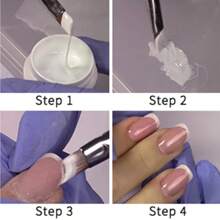 1支法式美甲刷半月形uv凝膠美甲畫筆微笑線銀色手柄美甲設計diy工具 - 黑色 - 查看 6