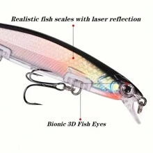 1pc 11cm/13.5g Plastic Simulation Lure With 3d Fish Eye & 3 Small Hard Baits, Artificial Bait For Pike Fishing - Multicolor - View 3