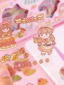 1 Set Of Pet Waterproof Stickers For Journaling And Scrapbooking, Cartoon Sticker Collection For Diy, Gift Box With 100 Pieces Of Transparent Stickers, Each Sticker Size 8cm X 8cm - Multicolor - View 6