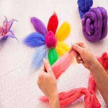 25色/組編織纖維花卉動物玩具，編織毛氈紡紗纖維織紗，適用於針毛氈，手工紡織DIY