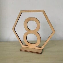 Wooden Table Numbers 1-20 Hexagon Shaped Hollow Out Digital Seating Cards For Bar/Cafe/Wedding - Hexagonal Number Ornaments No. 1-10 - View 6