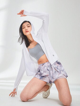 夏季运动女式 UPF 50+ 防晒夹克，带口袋的连帽凉爽衬衫，适合户外徒步旅行