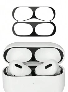 黑色金属防尘保护贴纸 适用于 Airpods Pro、无线耳机 - 黑色 - 查看 1