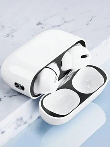 黑色金属防尘保护贴纸 适用于 Airpods Pro、无线耳机 - 黑色 - 查看 7
