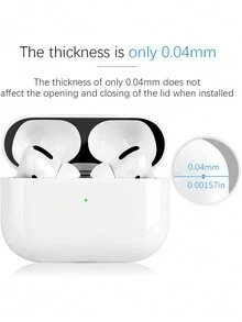黑色金属防尘保护贴纸 适用于 Airpods Pro、无线耳机 - 黑色 - 查看 2