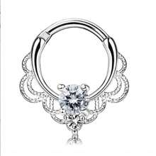 8件套16G不锈钢锆石鼻中隔饰品，男女通用，耳骨耳环，银色鼻环，适合日常、派对和聚会佩戴 - 8pcs-Silvery - 查看 3