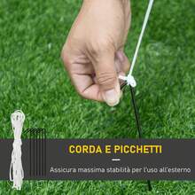 HOMCOM Babbo Natale Gonfiabile da Esterno 243cm, Addobbi Gionfiabili di Natale, Decorazione Natalizia con Bastoncino di Zucchero, 2 Luci a LED, Impermeabile IP44