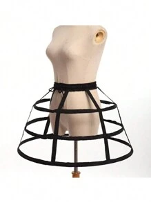 1pc Women Elastic Solid Petticoat, For Wedding Party - Black - View 4