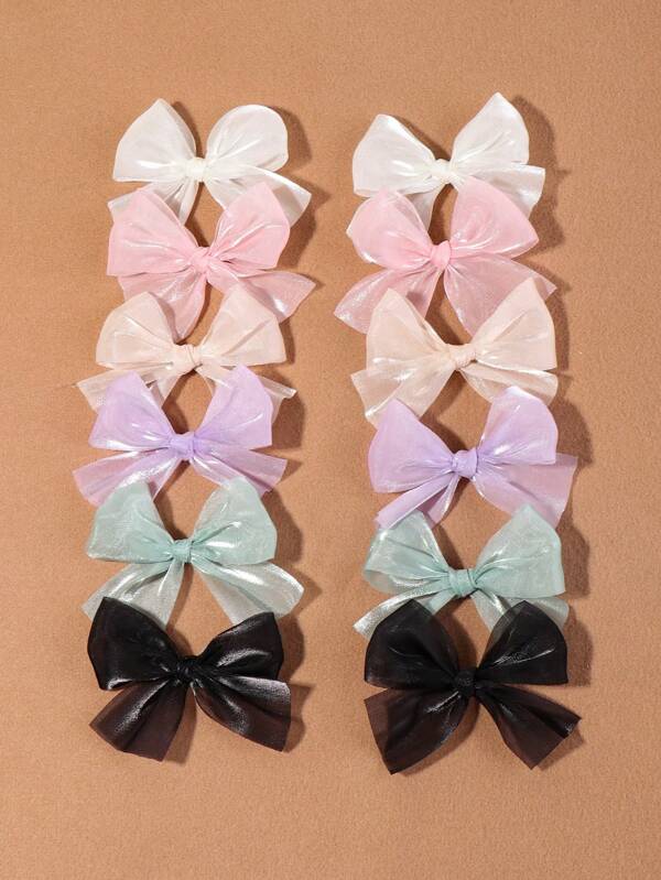 12 قطعة/مجموعة مشابك شعر مزينة بالخرز الزائف والشريط المخمل المضفر مع فيونكة للنساء، مشابك شعر أنيقة للعناية بالشعر، مناسبة للمدرسة والجامعة والملابس الشتوية للنساء، فيونكات