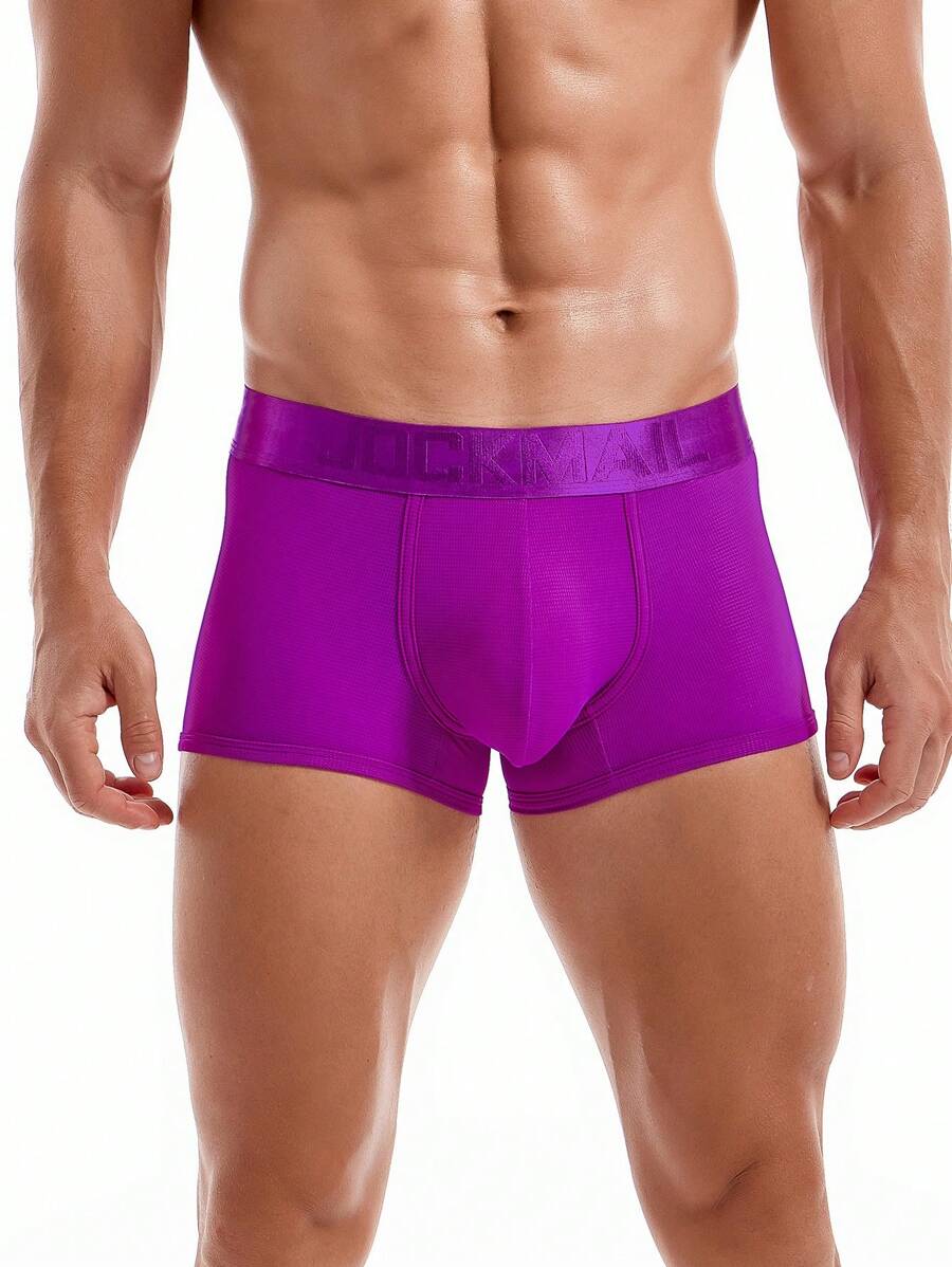 JOCKMAIL 1pc Men's Breathable Mesh Boxer Briefs - Purple - View 1