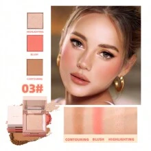UCANBE 5 Colors Face Blusher Palette Waterproof Matte Long Lasting Lightweight Blush Powder Pink Coral Blushing Pallet With Brush Mirror Women Makeup Gift Set Kit