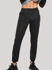 1set Men's Silver Coating Sweat-Wicking Zipper Pocket Color Block Sports Suit, Suitable For Outdoor Fitness