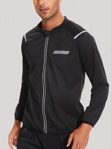 1set Men's Silver Coating Sweat-Wicking Zipper Pocket Color Block Sports Suit, Suitable For Outdoor Fitness