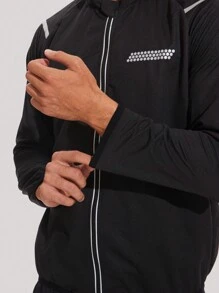 1set Men's Silver Coating Sweat-Wicking Zipper Pocket Color Block Sports Suit, Suitable For Outdoor Fitness