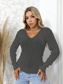Women Knit Tops - 深灰色 - 查看 1