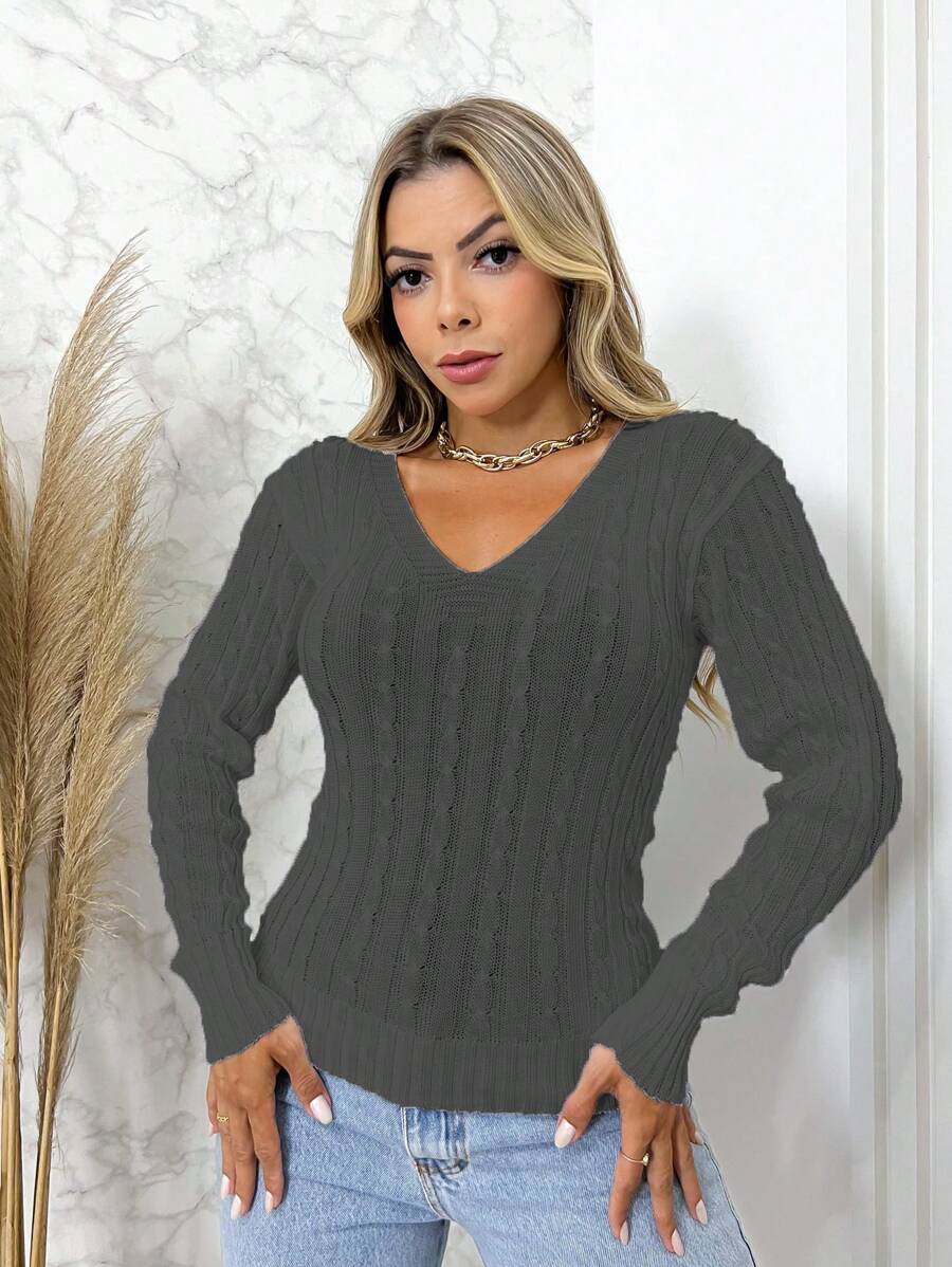 Women Knit Tops - 深灰色 - 查看 1