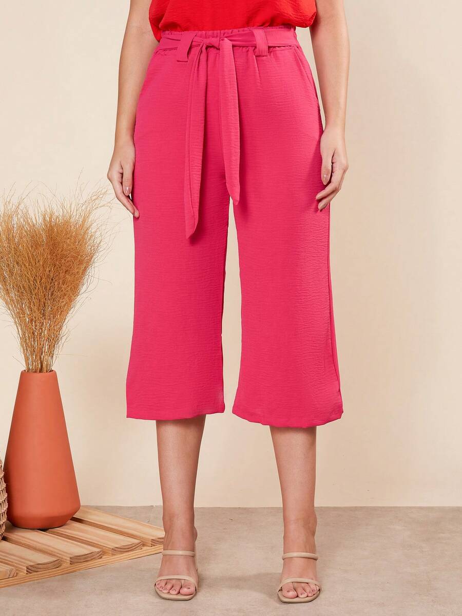 Women Pants - 玫紅色 - 查看 1