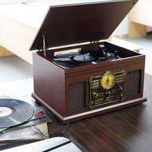 DIGITNOW HiFi Record Player Bluetooth USB, Record Player With Speaker, Dual Compact Stereo System, Adjustable Counterweight Magnetic Cartridge, RCA Output - Brown - View 6