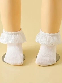 3 paar Meisjes Zacht & Comfortabel Wit Prinsessen stijl Effen kleur Sokken Voor Dansende , Verjaardagsfeestje