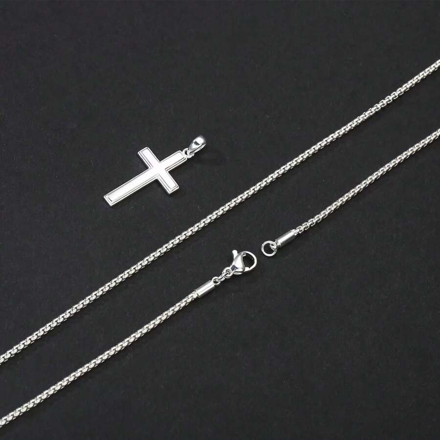 Cross Necklace For Men, Mens Cross Chain 18K Gold Plated Cross Necklace