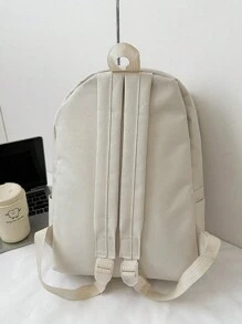 4 件套书包套装背包笔记本电脑背包帆布背包大容量便携式多功能适合返校户外旅行运动纯色帆布简约适合学生适合高中生大学生毕业生送给朋友的礼物旅行配件，Tready 背包，书包，书包，学生书包套装带铅笔盒，时尚女式带袋书包，适合学校、大学和旅行的理想书包套装 - 白色 - 查看 6