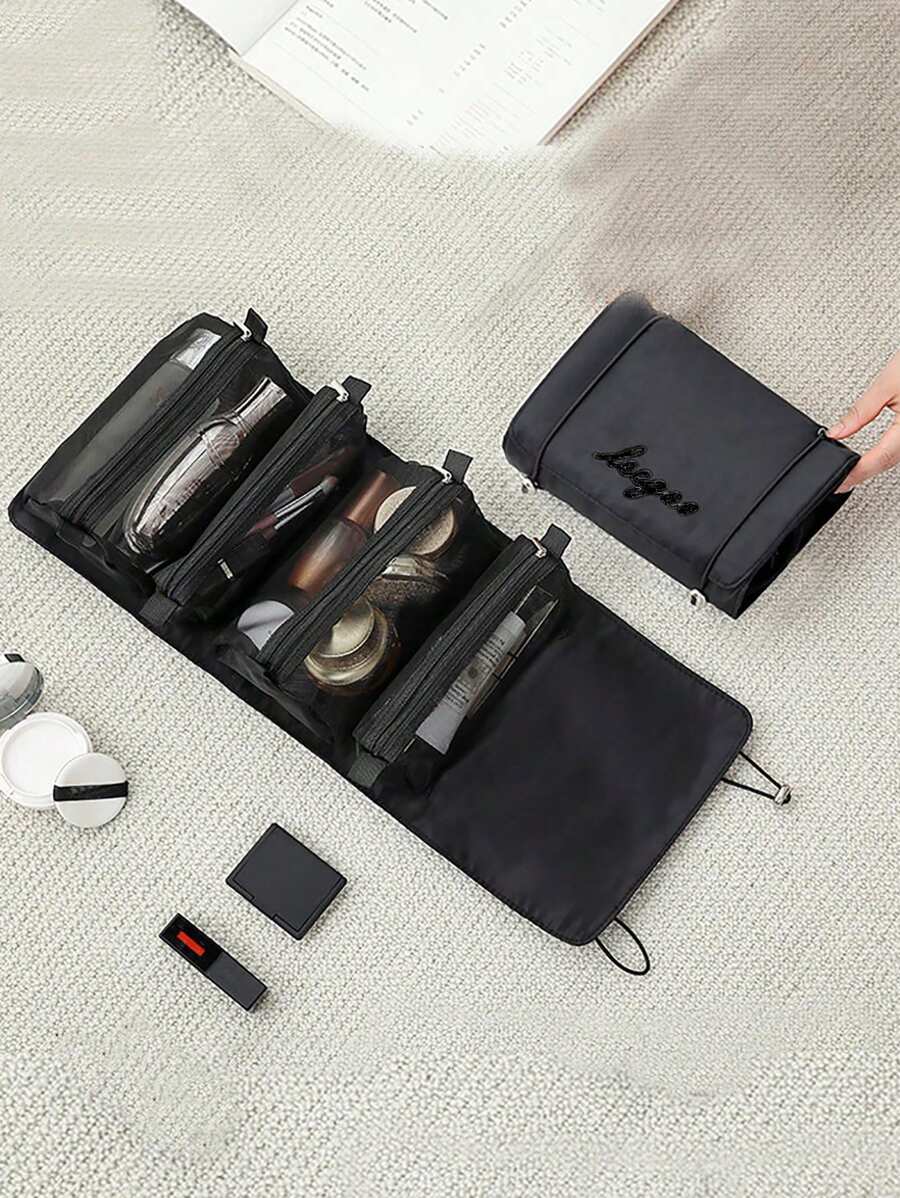 1 pieza Bolsa organizadora portátil de gran capacidad para cosméticos, baño y viaje para mujeres, bolsa de aseo impermeable para hombres, bolsa de maquillaje, útiles escolares, artículos esenciales para viajes, artículos esenciales para vacaciones, bolsa de cosméticos, bolsa de maquillaje, neceser de maquillaje, organizador de maquillaje, organizador de maquillaje para vacaciones de invierno, almacenamiento de maquillaje, útiles escolares de vuelta al cole