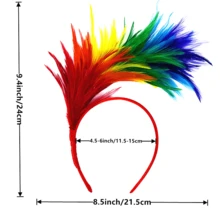 Arslky 16 色万圣节羽毛迷彩鹦鹉头带彩虹 1920 年代鹦鹉头带服装儿童成人骄傲配饰女士骄傲服装婚礼茶会舞蹈道具 - 深粉紅色 - 查看 2
