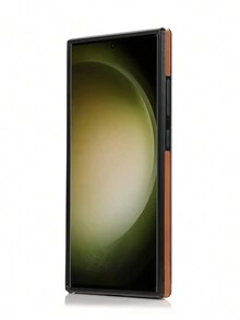 1入組具有卡槽和瘋馬圖案的磁性錢包手機保護殼,兼容galaxy S24 Ultra - 棕色 - 查看 5