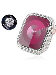 1个透明时尚闪亮水晶钻石双用途防摔超薄钢化玻璃保护壳，兼容 38/40/41/42/44/45/46mm，兼容 Series SE/11/10/9/8/7/6/5/4/3/2/1，智能手表保护壳配件 - 無色 - 查看 9