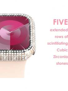 1个透明时尚闪亮水晶钻石双用途防摔超薄钢化玻璃保护壳，兼容 38/40/41/42/44/45/46mm，兼容 Series SE/11/10/9/8/7/6/5/4/3/2/1，智能手表保护壳配件 - 無色 - 查看 11