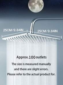 8吋、10吋、12吋方形不銹鋼頂花灑，附有多孔矽膠噴口，高級旋轉式浴室頂花灑，有銀、灰、黑三種色彩 - 銀色 - 查看 5