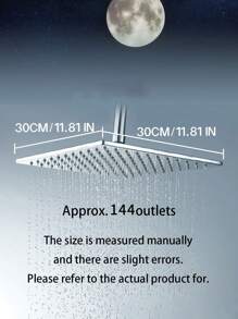 8吋、10吋、12吋方形不銹鋼頂花灑，附有多孔矽膠噴口，高級旋轉式浴室頂花灑，有銀、灰、黑三種色彩 - 銀色 - 查看 6