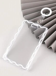 1pc Card Holder And 1pc Key Ring Transparent Creative Acrylic Card Holder Student Campus Card Meal Card Protective Cover Key Ring, Office Supplies, School Supplies, Home Supplies, Back To School Gift Photo Badge Holder Card Holder Wallet Business Card Holder Credit Card Holder Id Card Holder Women For Women Card Wallet - White - View 2