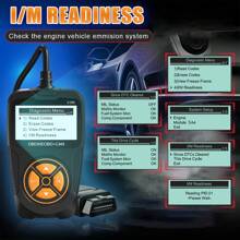 OBDII Scanner Diagnostic Tool, OBD2 Car Code Reader Check Engine Fault Code Scanner IM Readiness OBD2 EOBD CAN Reader Tool For OBDII 12V Cars - Black - View 8