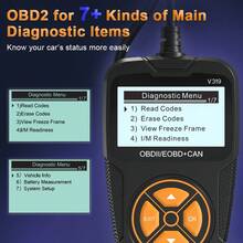 OBDII Scanner Diagnostic Tool, OBD2 Car Code Reader Check Engine Fault Code Scanner IM Readiness OBD2 EOBD CAN Reader Tool For OBDII 12V Cars - Black - View 9