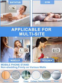 360° Rotation Waterproof Shower Phone Holder, Shower Phone Case, Anti-Fog High Sensitivity Cover Mount Box For Bathroom Wall Mirror Bathtub Kitchen, Waterproof Bathroom Touch Screen Phone Box, No Drilling Wall-Mounted Touch Screen Phone Holder Box Bathroom Shower Anti-Fog Phone Storage Box Protective Box Storage Box - White - View 7