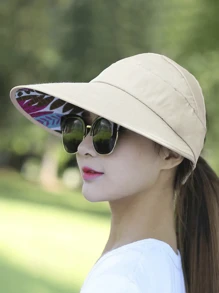 女士宽檐遮阳帽，防紫外线，轻便透气，可折叠，适合户外运动、骑行和驾驶。