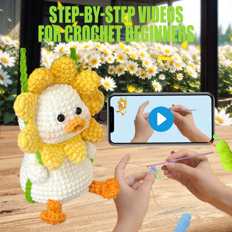 Sunflower Duck With Swing Crochet Kit With StepByStep Video Tutorials