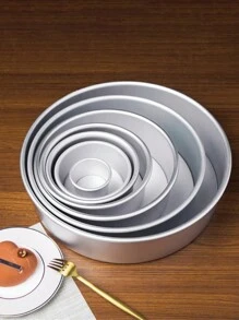 1pc Detachable Halloween Celebration 4"/ 5"/ 6"/ 7"/ 8"/ 9"/ 10"/ 12"/ 14" Round Anodized Removable Bottom Cake Pan, Aluminum Alloy Baking Mold For Sponge Cake - Silver - View 3