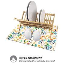 1入組花卉碗碟晾乾墊,柔軟的橡膠排水墊,防滑超吸水耐磨咖啡機墊,檯面用餐庭院桌面裝飾墊,家用廚房用品 - 彩色 - 查看 7