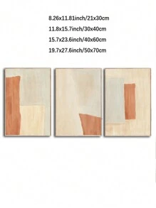 CPWAD 3入組北歐暖色系走廊裝飾奶油色方塊現代簡約抽象風格油畫,客廳餐廳臥室家庭裝飾,無框畫 - Size - 查看 5