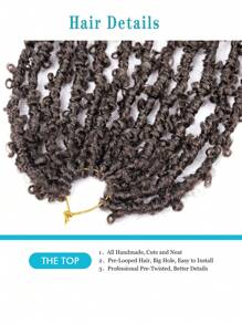 1PC 14 Inch Butterfly Locs Crochet Hair Long Distressed Faux Braids Hair Pre-Looped Synthetic Crochet Soft Locs  Goddess Locs Hair Extensions - Black - View 3