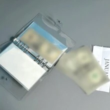 每本12張a6垂直貨幣儲蓄本,6孔裝訂單格卡片相冊,pvc活頁筆記本迷你卡片本 - 白色 - 查看 3