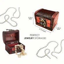 1 Miếng Phong cách cổ điển Rương kho báu Hộp Với khóa , Trang trí Hộp lưu trữ , Mini Bằng gỗ Nghệ thuật Quân nhu Hộp Với Ngẫu nhiên Phong cách - Nhiều màu - Xem 7